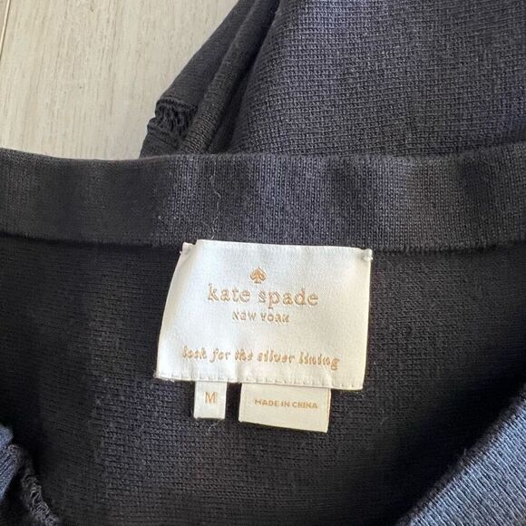 Kate Spade Open Cable Sweater Tank Knit Dress Fit and Flare Black Size Medium - Picture 5 of 8